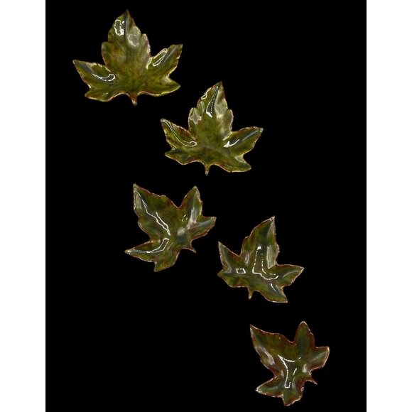 5 Ceramic Maple Leaf Decorative Nesting Accents Trinket Glazed Autumn Decor - Picture 1 of 8